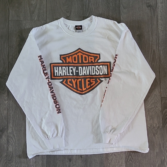 Mens White Harley Davidson Long Sleeve - Picture 3 of 3
